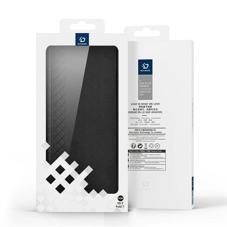 Чехол DUX DUCIS Bril Series для Samsung Galaxy Z Fold7 5G с кожаным держателем и держателем для ручки - черный
