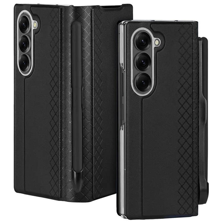 Чехол DUX DUCIS Bril Series для Samsung Galaxy Z Fold7 5G с кожаным держателем и держателем для ручки - черный