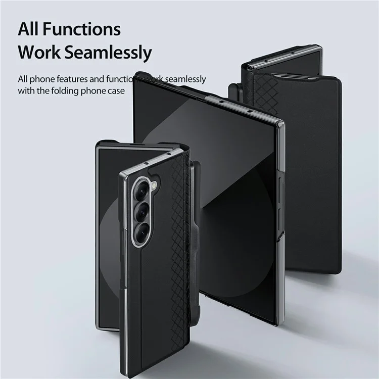 Чехол DUX DUCIS Bril Series для Samsung Galaxy Z Fold7 5G с кожаным держателем и держателем для ручки - черный