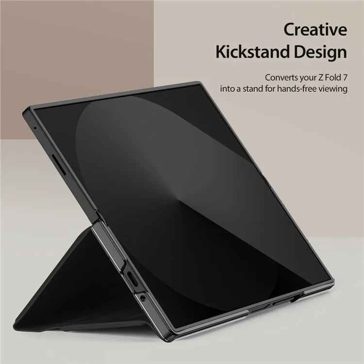 Чехол DUX DUCIS Bril Series для Samsung Galaxy Z Fold7 5G с кожаным держателем и держателем для ручки - черный