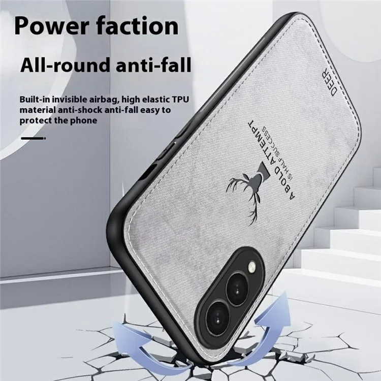 Für Samsung Galaxy S25 Edge Hülle Hirschmuster Stoffstruktur PU + PC + TPU Handyhülle - Schwarz
