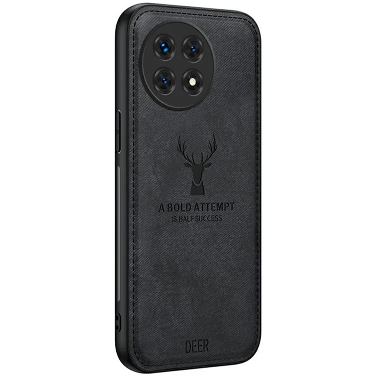 Pour OnePlus Ace 5 5G / Ace 5 Pro 5G Étui Motif cerf Texture de tissu PU + PC + TPU Housse de téléphone - Noir