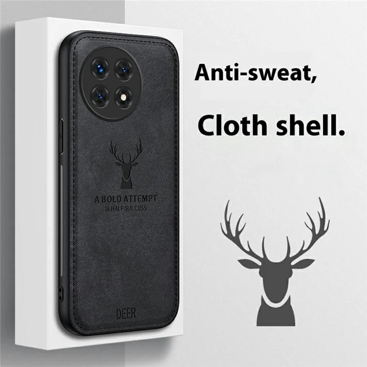 Pour OnePlus Ace 5 5G / Ace 5 Pro 5G Étui Motif cerf Texture de tissu PU + PC + TPU Housse de téléphone - Noir