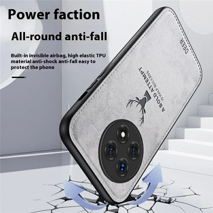 Pour OnePlus Ace 5 5G / Ace 5 Pro 5G Étui Motif cerf Texture de tissu PU + PC + TPU Housse de téléphone - Noir
