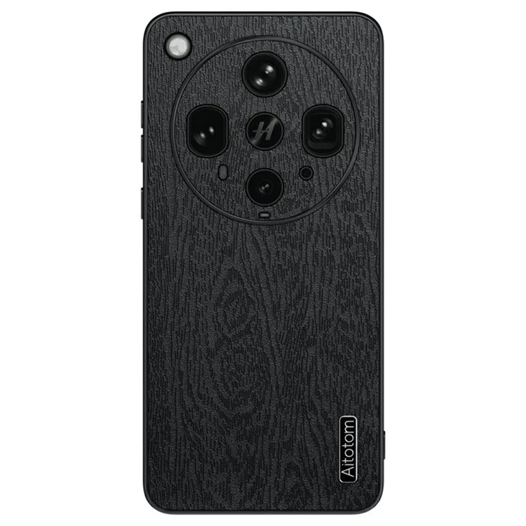 Funda para Oppo Find X8 Ultra 5G con Textura de Madera, Cuero PU Revestido, Carcasa Híbrida PC TPU - Negro