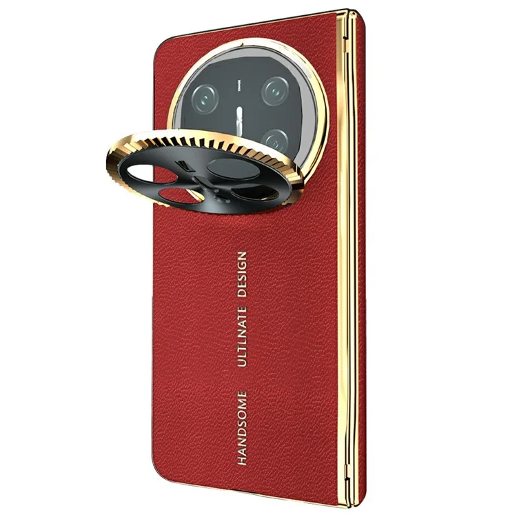 Per Huawei Mate X6 Custodia magnetica PU + PC Custodia per telefono con protezione dello schermo integrata con supporto per obiettivo - Rosso