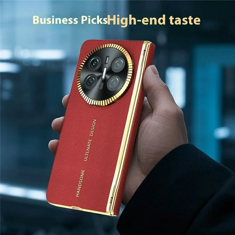 Per Huawei Mate X6 Custodia magnetica PU + PC Custodia per telefono con protezione dello schermo integrata con supporto per obiettivo - Rosso