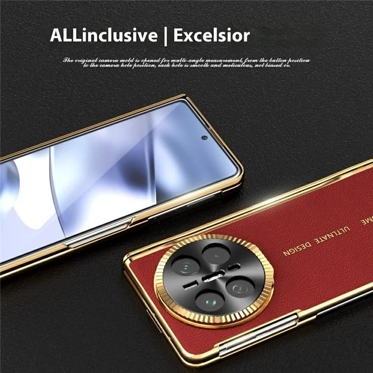 Per Huawei Mate X6 Custodia magnetica PU + PC Custodia per telefono con protezione dello schermo integrata con supporto per obiettivo - Rosso