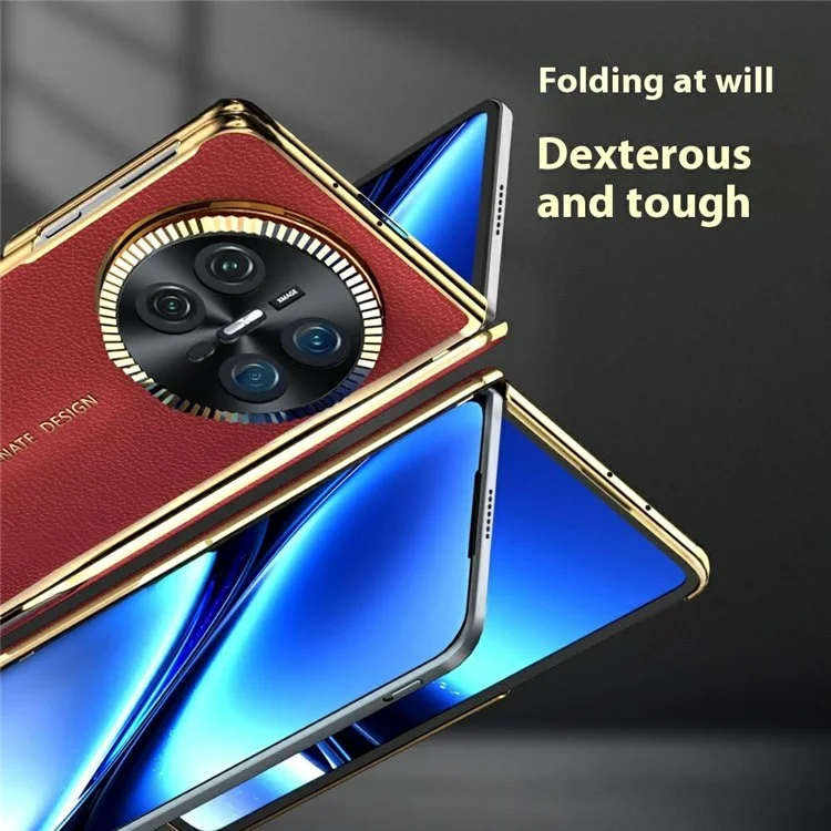 Per Huawei Mate X6 Custodia magnetica PU + PC Custodia per telefono con protezione dello schermo integrata con supporto per obiettivo - Rosso