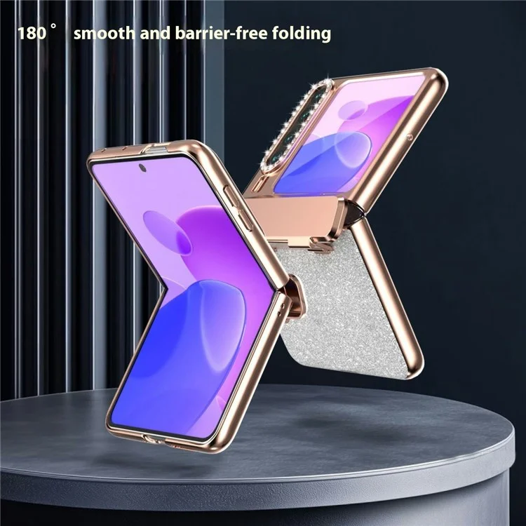 Cover per Huawei Pura X con Protezione Cerniera, Strass Glitter PC - Argento