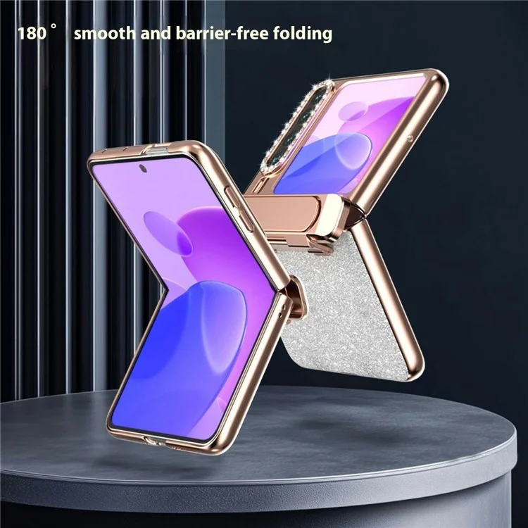 Per Huawei Pura X Cover con Supporto Cerniera Protezione Strass Glitter PC Custodia - Argento