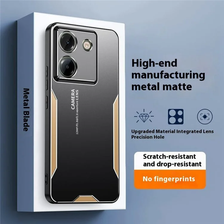 Cover per Xiaomi Poco M7 Pro 5G in Lega di Alluminio TPU PC - Oro