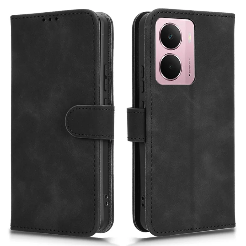 For Realme P3 5G Leather Case Skin Feel Anti Drop Wallet Flip Phone Cover - Black