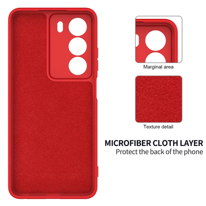 Voor Realme 14x 5G Vloeibaar Siliconen Hoesje Telefoon Achterkant met Handvanger - Rood