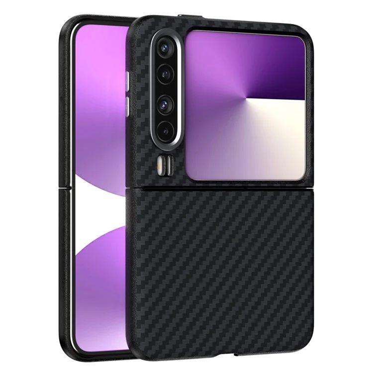 ABEEL per Huawei Pura X Cover in Fibra di Carbonio con Bottoni Metallici - Nero