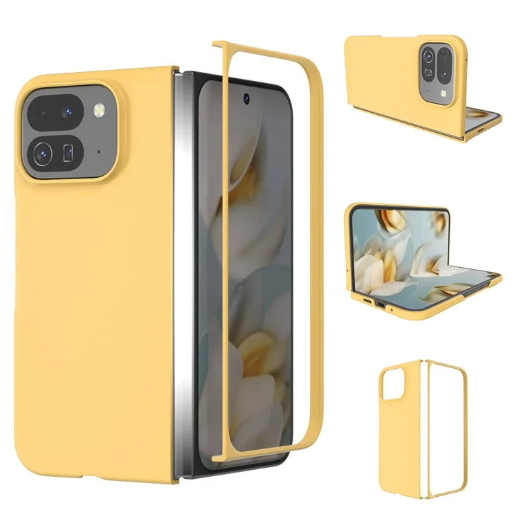 Чехол для Google Pixel 10 Pro Fold с текстурой под кожу, жесткий пластиковый складной чехол для телефона - Желтый