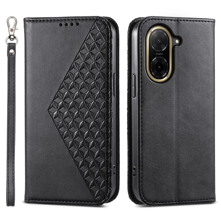 Funda para Xiaomi Redmi A5 4G (171,7 mm) / Poco C71 4G de Cuero con Textura de Piel de Ternera con Cartera - Negro