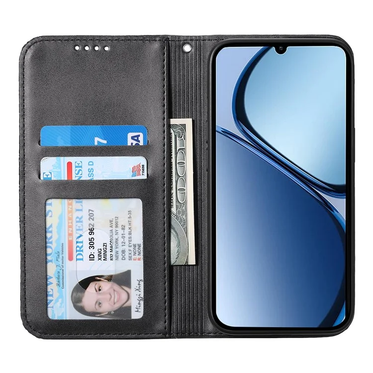 Funda para Xiaomi Redmi A5 4G (171,7 mm) / Poco C71 4G de Cuero con Textura de Piel de Ternera con Cartera - Negro