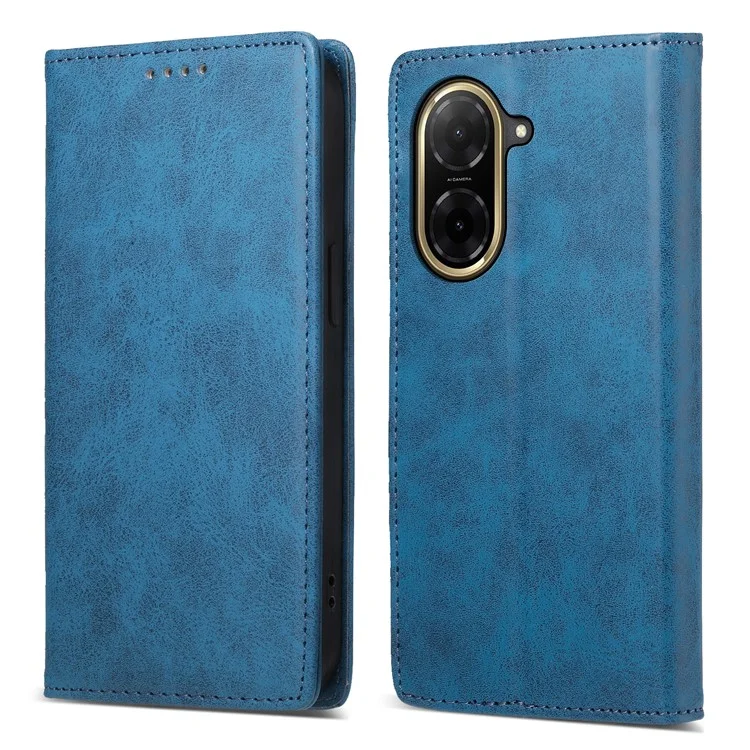 Para Xiaomi Redmi A5 4G (171,7mm) / Poco C71 4G Capa Carteira com Bloqueio RFID em Couro PU - Azul