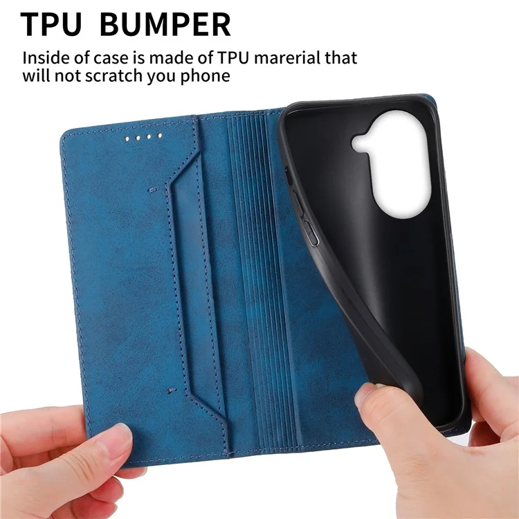 Para Xiaomi Redmi A5 4G (171,7mm) / Poco C71 4G Capa Carteira com Bloqueio RFID em Couro PU - Azul