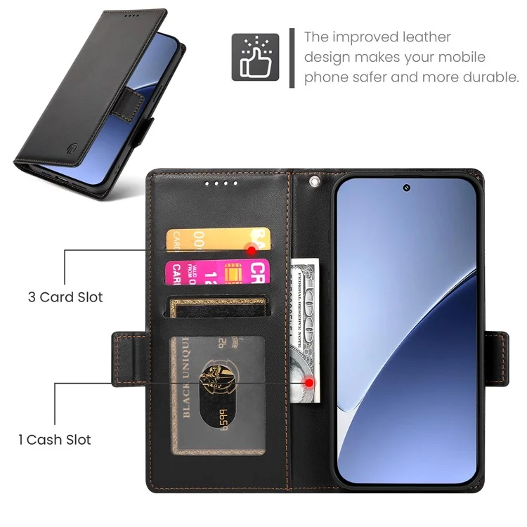 Funda Tipo Cartera de Cuero Sintético con Soporte para Xiaomi Redmi A5 4G (171,7 mm) / Poco C71 4G - Negro