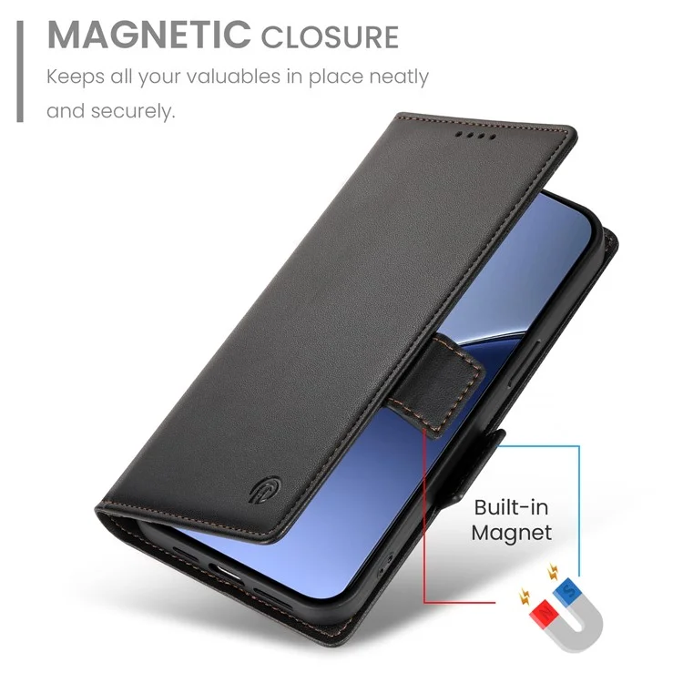 Funda Tipo Cartera de Cuero Sintético con Soporte para Xiaomi Redmi A5 4G (171,7 mm) / Poco C71 4G - Negro