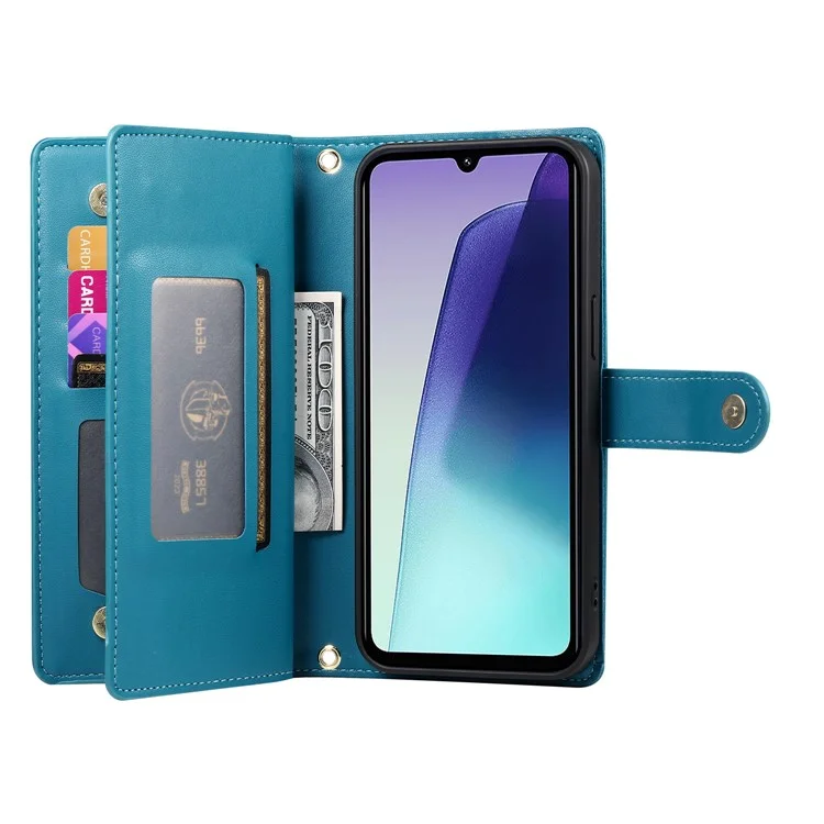 Чехол-бумажник с молнией для Xiaomi Redmi A5 4G (171,7 мм) / Poco C71 4G с ремешками - синий