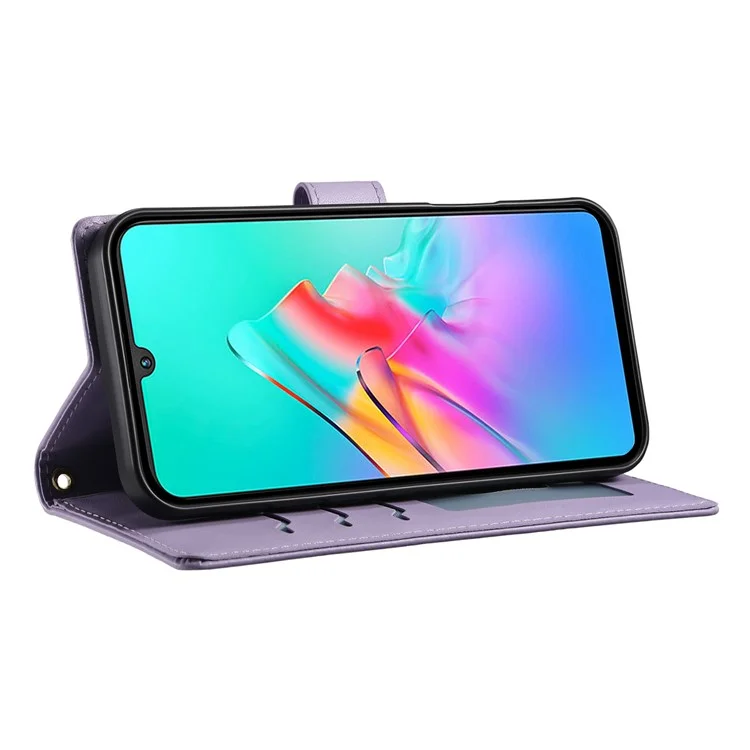 Funda tipo cartera con diseño de rombos y soporte para Xiaomi Redmi A5 4G (171,7 mm) / Poco C71 4G, con correa larga o corta - Morado