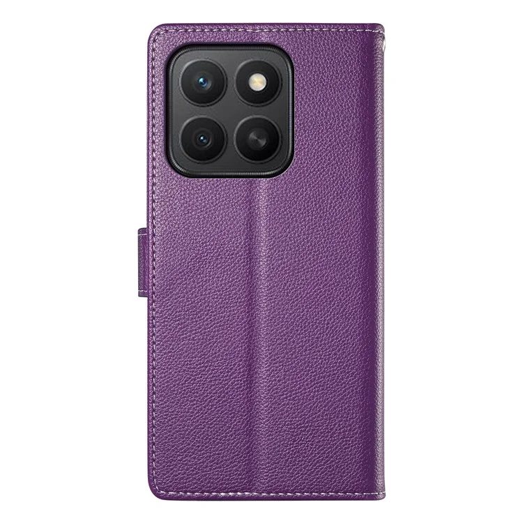 Cover a portafoglio per Honor X8c 4G con supporto, texture Litchi, in pelle con chiusura magnetica - Viola