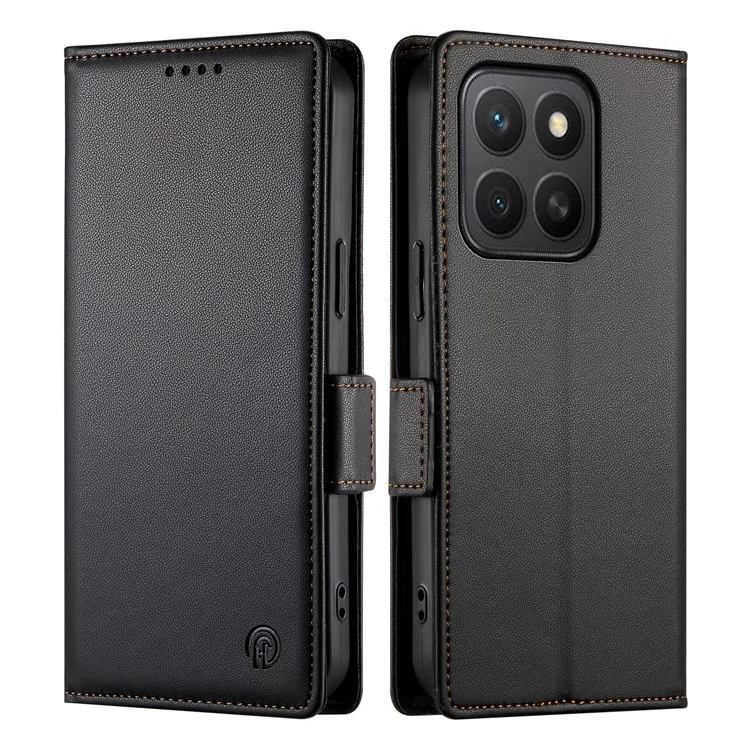 Capa de Couro Sintético com Suporte para Honor X8c 4G - Carteira para Celular - Preto