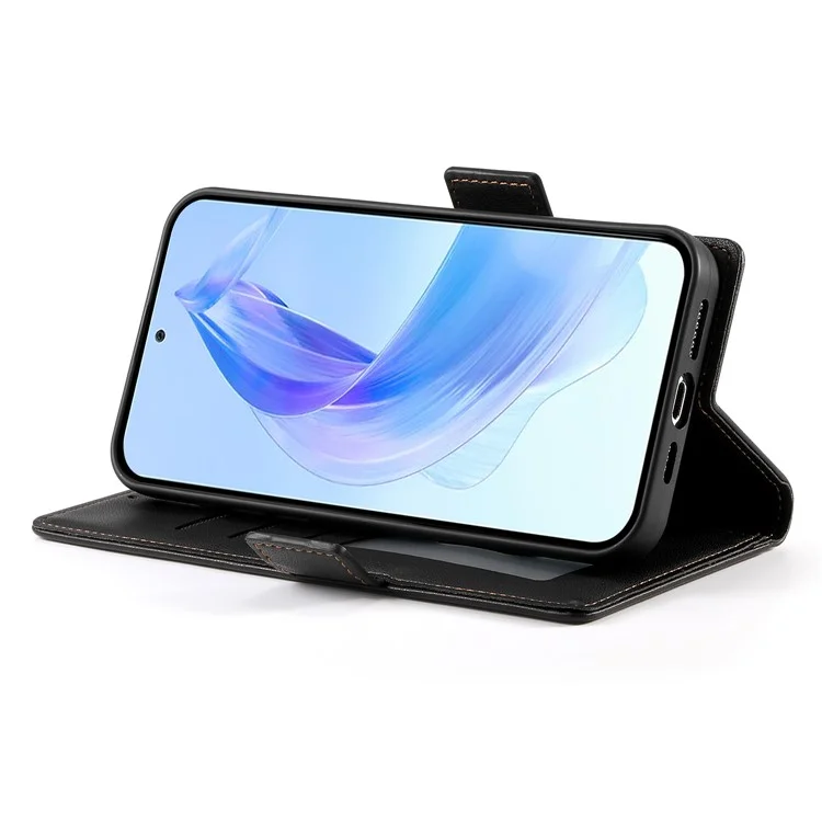 Capa de Couro Sintético com Suporte para Honor X8c 4G - Carteira para Celular - Preto