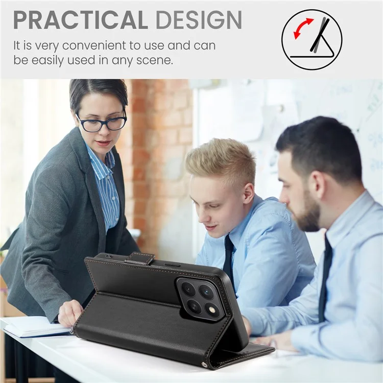 Capa de Couro Sintético com Suporte para Honor X8c 4G - Carteira para Celular - Preto