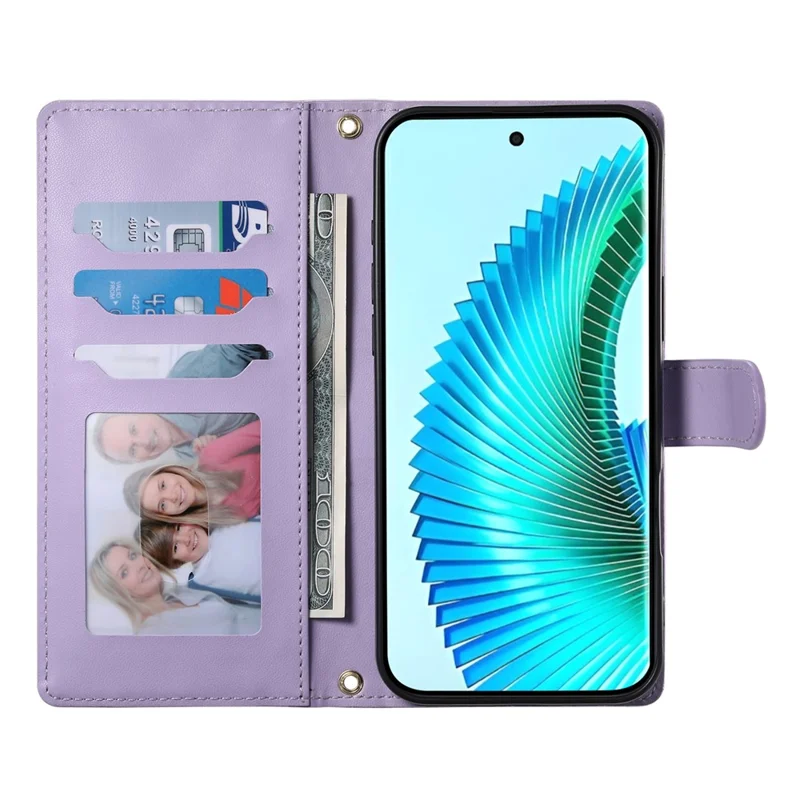 For Honor X8c 4G Case Rhombus Stitching Wallet Stand Leather Phone Cover with Long  /  Short Strap - Purple