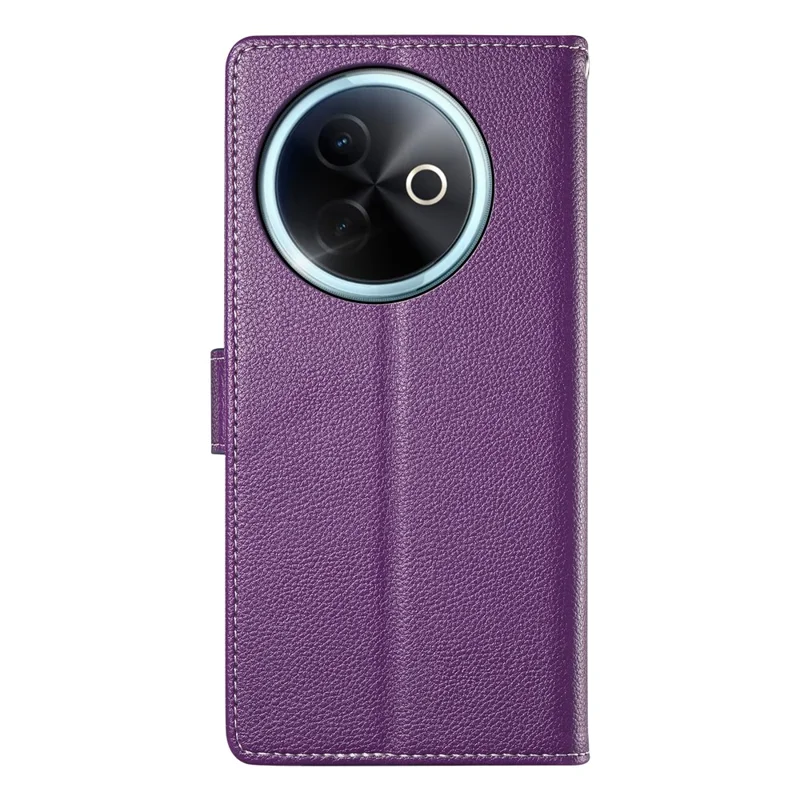 For vivo Y39 5G Stand Case Litchi Texture Leather Wallet Phone Cover Magnetic Snap - Purple
