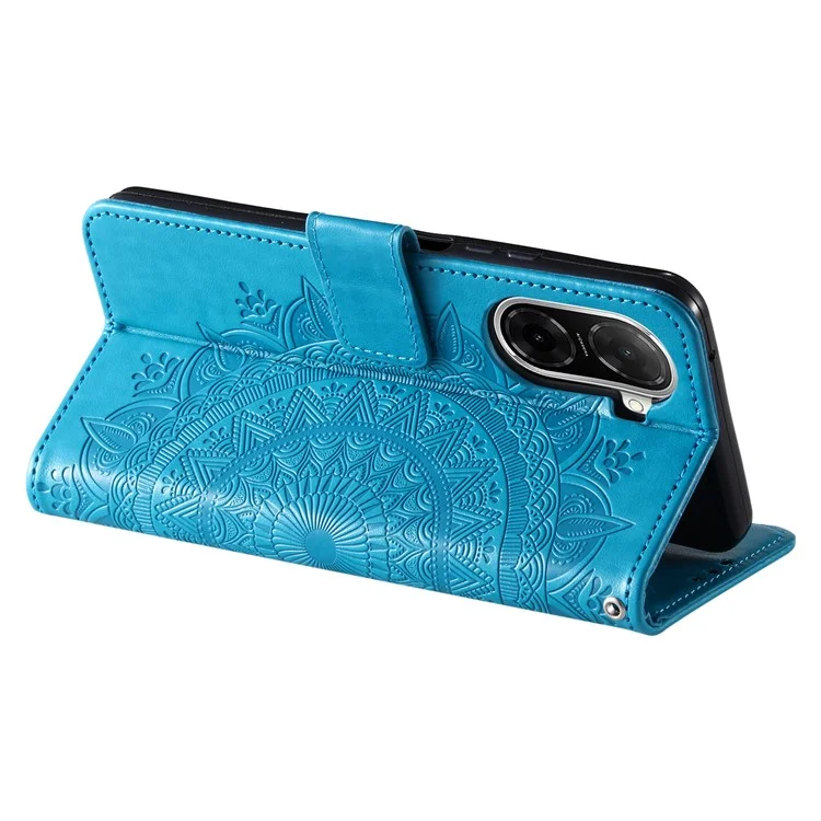 Funda tipo cartera de cuero PU con soporte para Xiaomi Redmi A5 4G (171,7 mm) / Poco C71 4G, con diseño de tótem impreso - Azul