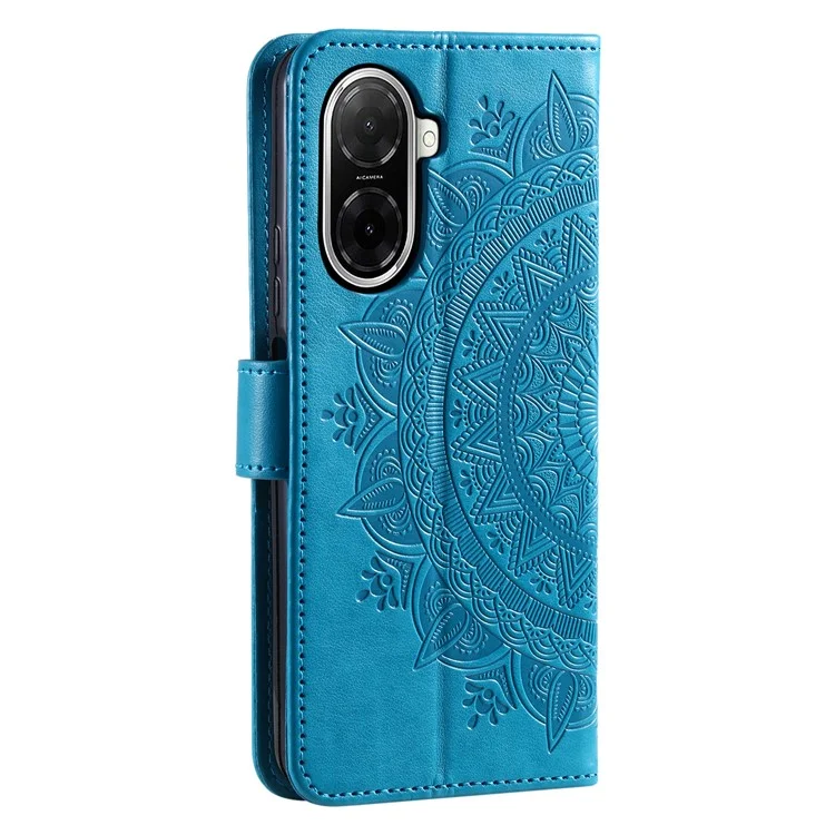 Funda tipo cartera de cuero PU con soporte para Xiaomi Redmi A5 4G (171,7 mm) / Poco C71 4G, con diseño de tótem impreso - Azul