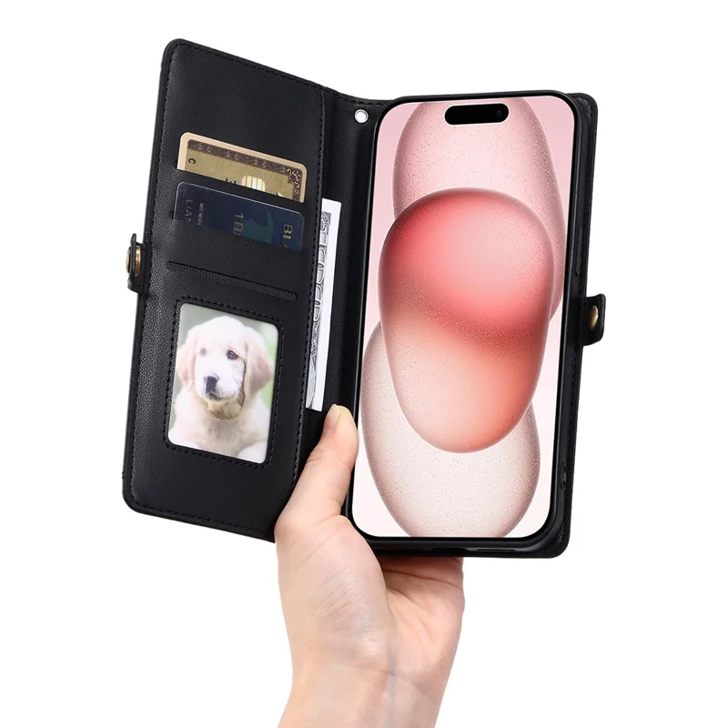 For Honor 400 Lite 5G Leather Case with Wrist Strap Wallet Stand Phone Cover - Black