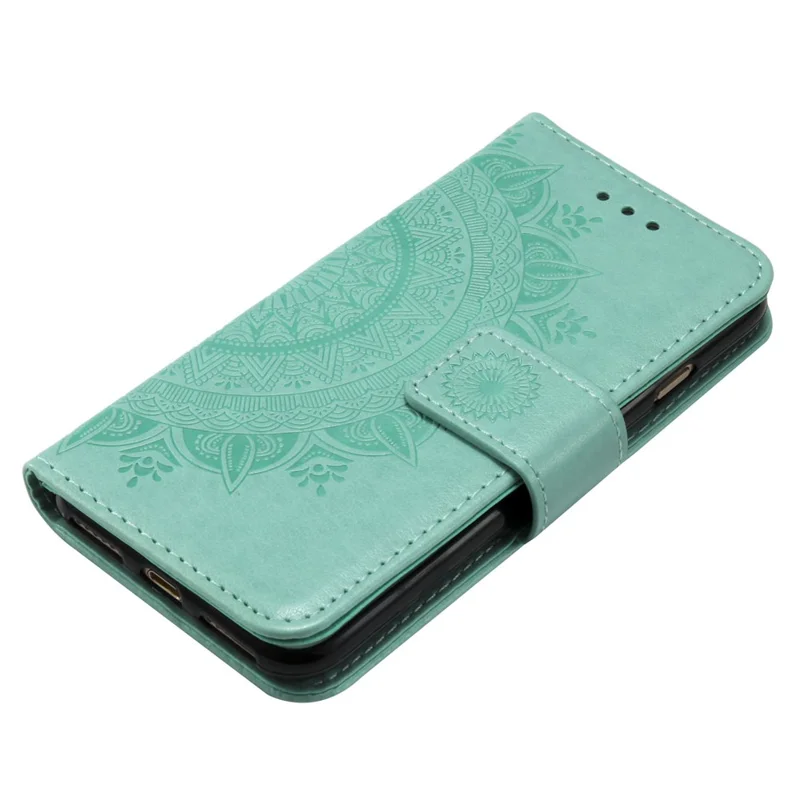For Honor 400 Lite 5G Stand Case Imprinted Totem PU Leather Wallet Phone Cover - Mint Green