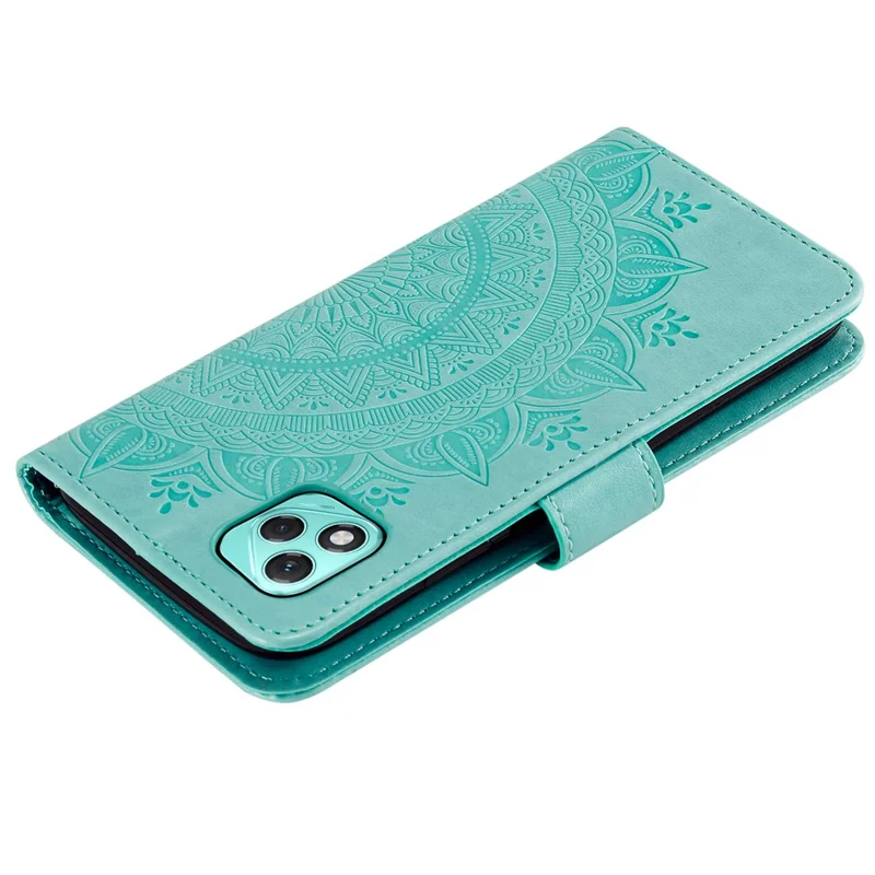 For Honor 400 Lite 5G Stand Case Imprinted Totem PU Leather Wallet Phone Cover - Mint Green