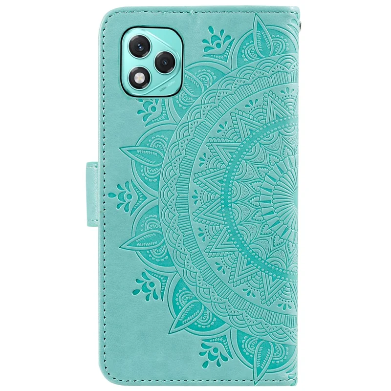 For Honor 400 Lite 5G Stand Case Imprinted Totem PU Leather Wallet Phone Cover - Mint Green