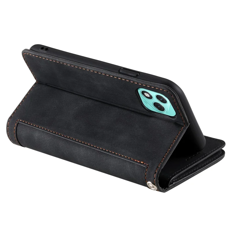 Til Honor 400 Lite 5G Etui i PU-læder med lynlåsewallet, 9 kortpladser - Sort