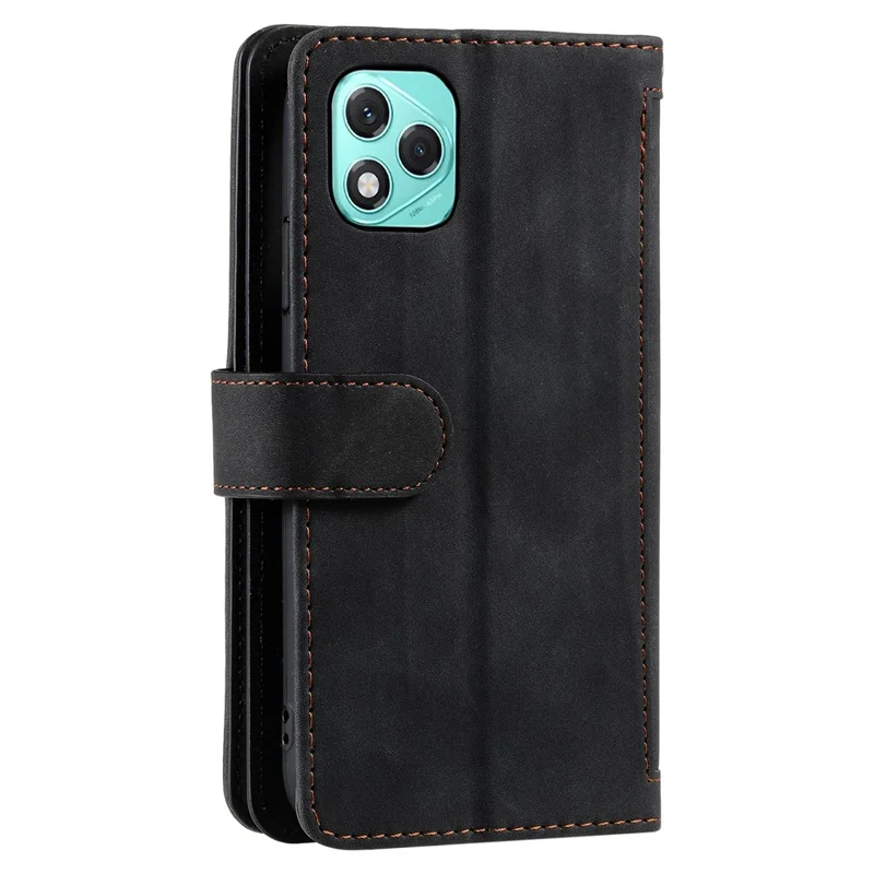 Til Honor 400 Lite 5G Etui i PU-læder med lynlåsewallet, 9 kortpladser - Sort