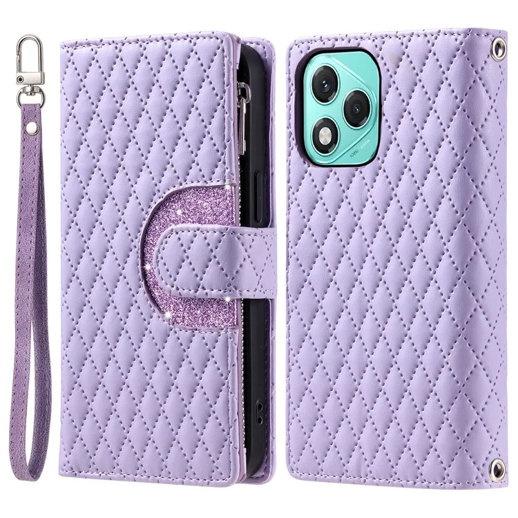 Custodia Stile 012 per Honor 400 Lite con Tasca con Cerniera, Glitter e Cover in Pelle per Telefono - Viola