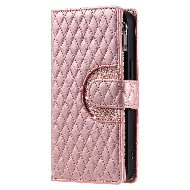 Style 012 for Honor 400 Lite Case Zipper Pocket Glitter Leather Phone Cover - Rose Gold