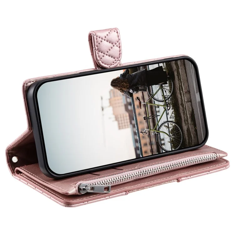Style 012 for Honor 400 Lite Case Zipper Pocket Glitter Leather Phone Cover - Rose Gold