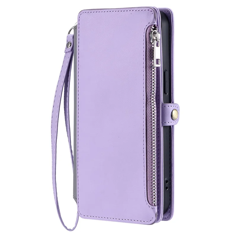 For Honor 400 Lite 5G Case TPU + PU Leather Wallet Phone Cover with Wrist Strap - Purple