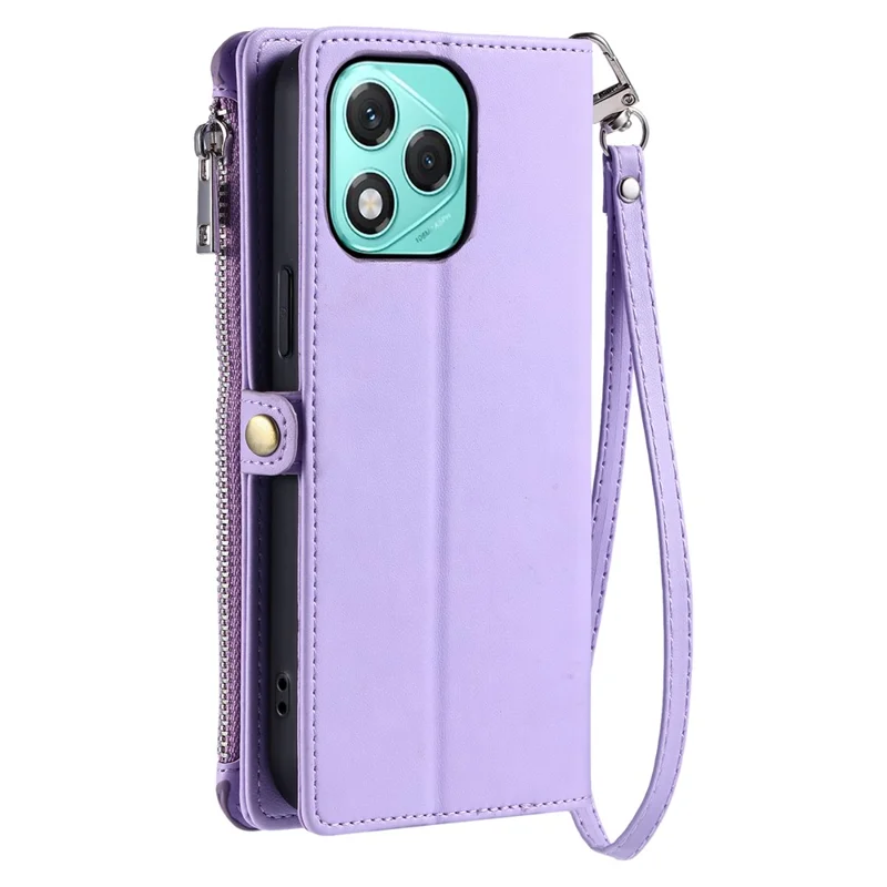 For Honor 400 Lite 5G Case TPU + PU Leather Wallet Phone Cover with Wrist Strap - Purple