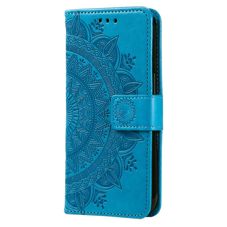 Für Sony Xperia 1 VII Ständergehäuse Bedruckter Totem PU-Leder Brieftasche Handyhülle - Blau