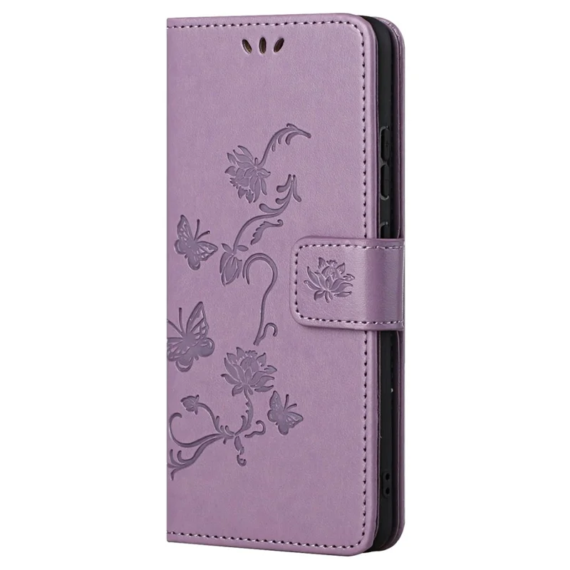 Pour Xiaomi 12T 5G / Redmi K50 Ultra 5G / 12T Pro 5G Butterfly Flower Imprinted PU Leather Phone Case Wallet Stand Full Protection Cover - Purple