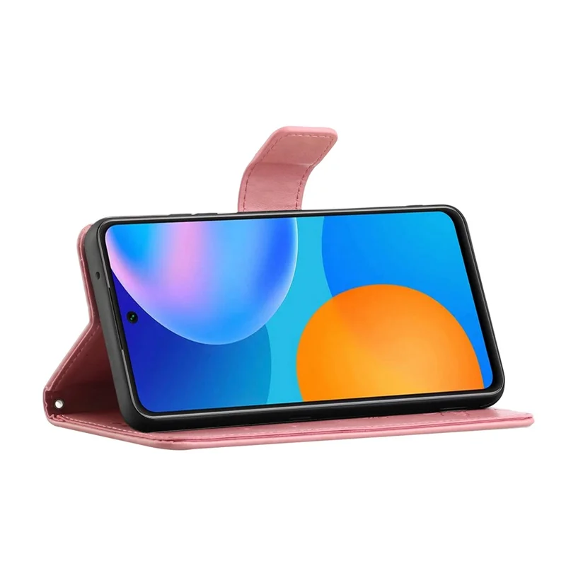 Per Xiaomi 12T 5G / Redmi K50 Ultra 5G / 12T Pro 5G Farfalla Fiore Impresso in Pelle PU Custodia Portafoglio Stand Protezione Completa - Rosa